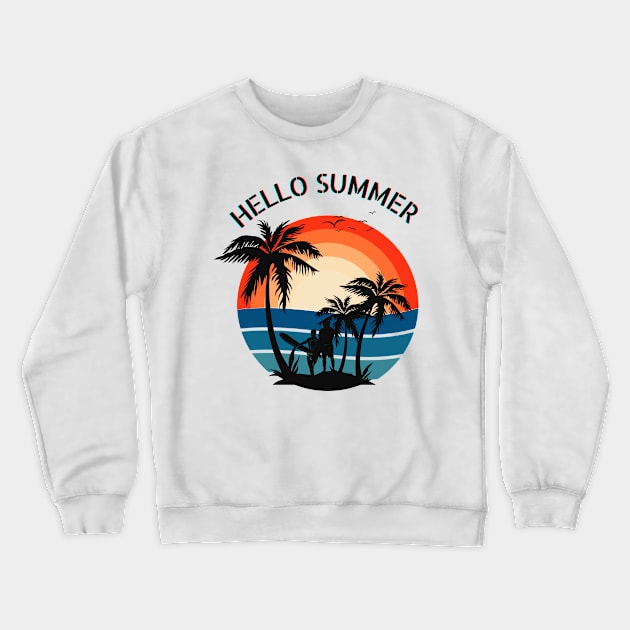 Hello Summer Tshirt, Vacation Shirt, Travel Tees Crewneck Sweatshirt by Salasala